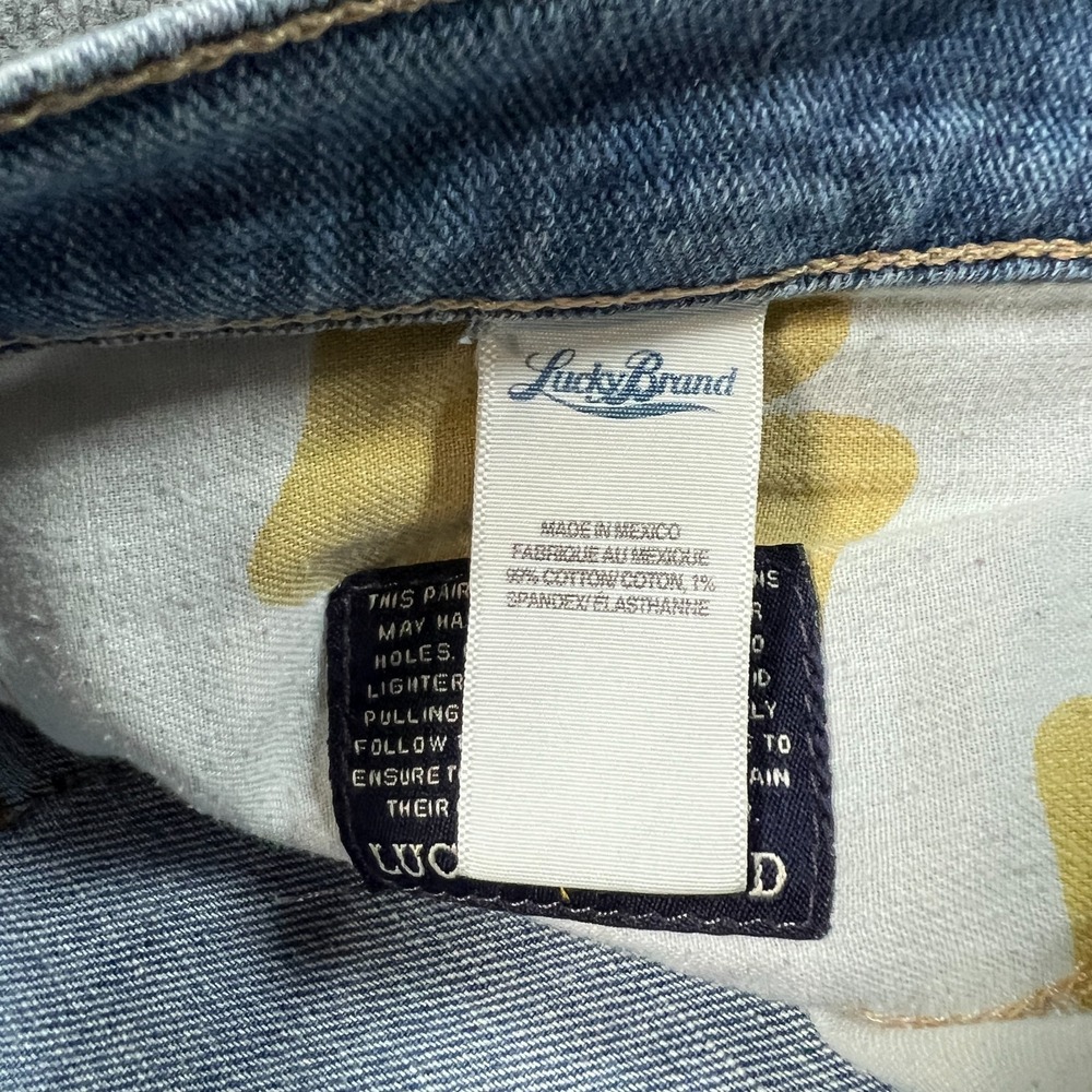 Lucky Brand Sienna Cigarette Straight Jeans Women 4/27 Blue Patchwork Distressed - Picture 9 of 15